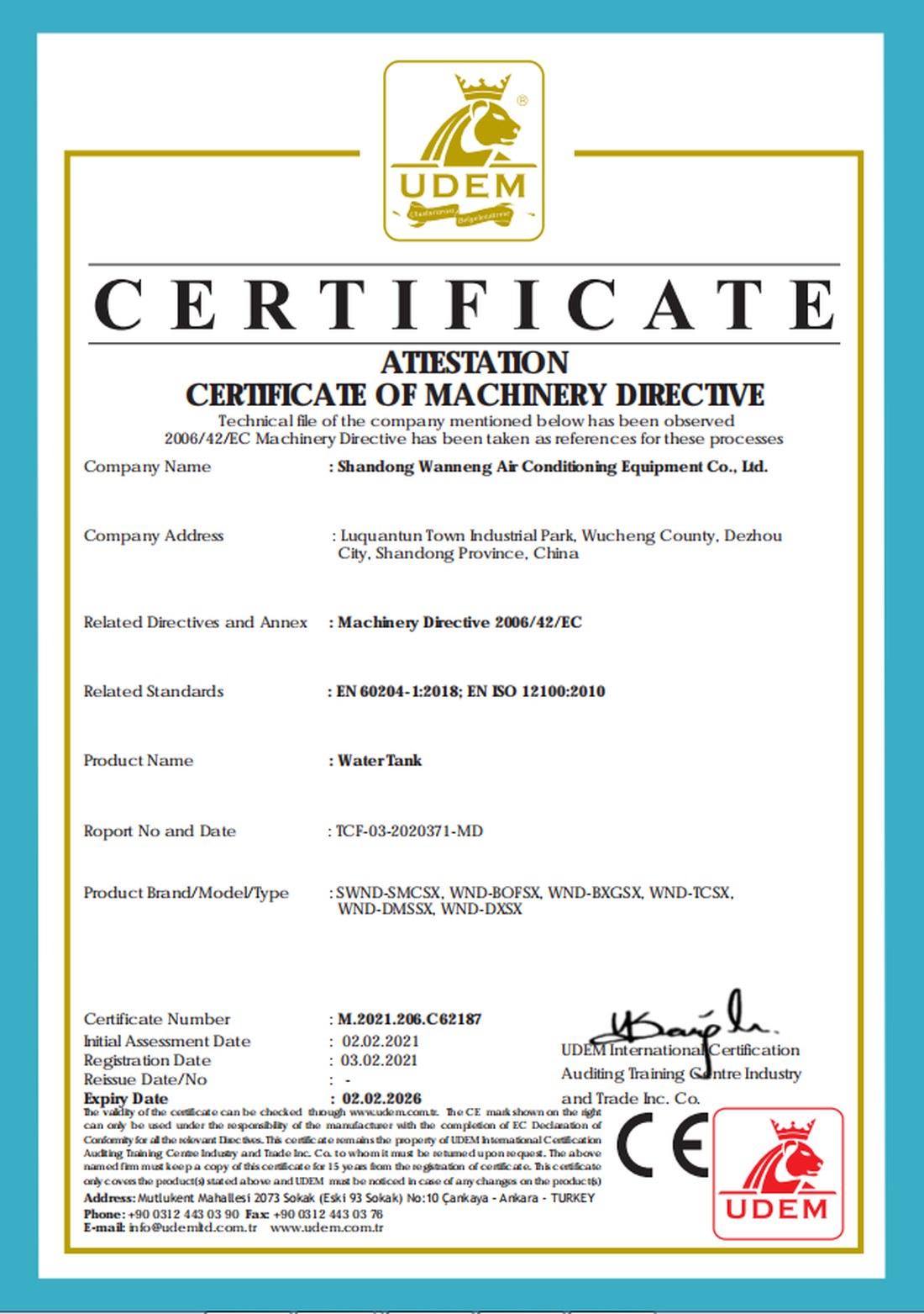 Qualification certificate Qualification certificate